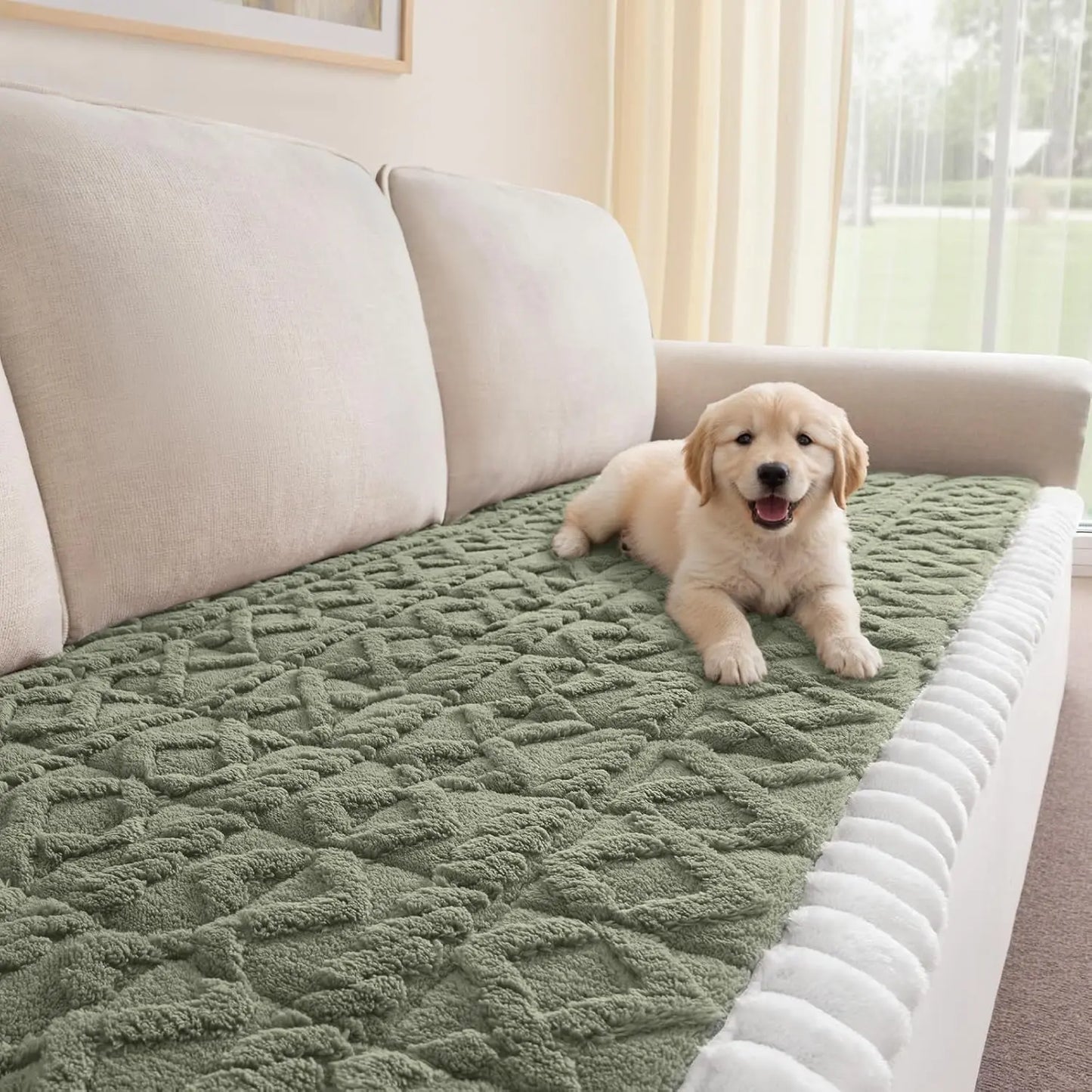 Inovaday Couch Cover for Sofa, Washable Non Slip Sofa Covers for 3 Cushion Couch Pet Friendly Fuzzy Durable Sofa Protector&Bed Mat for Dogs