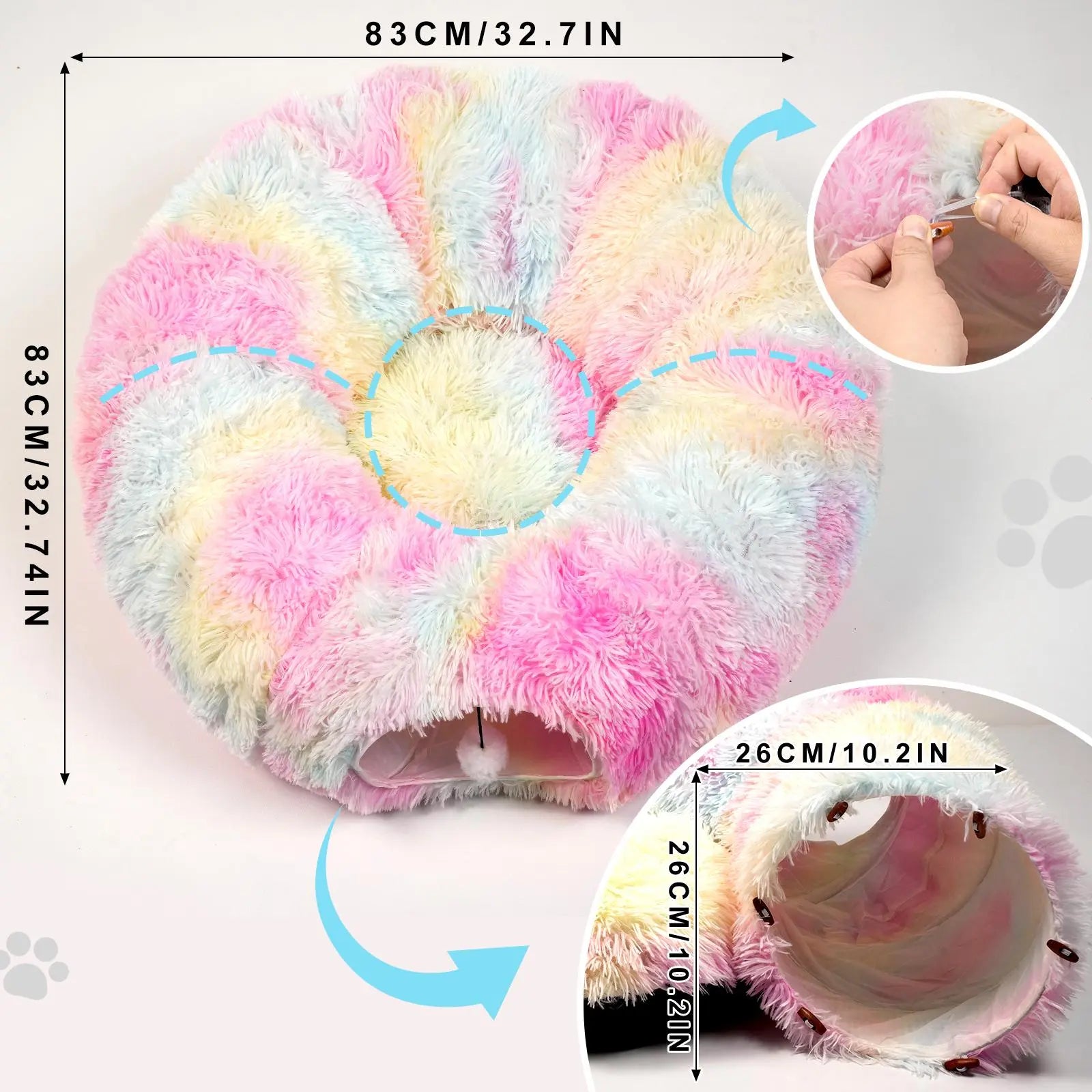 Winter Warm Pet Bed, Cozy Kitten Condo, 2-In-1 Foldable Cat Kittens Tunnel & Bed, Warm Plush Cat Bed with Hanging Ball & Tunnel Buckle, Pet Supplies for Indoor & Outdoor Use #GLOBAL PICKS