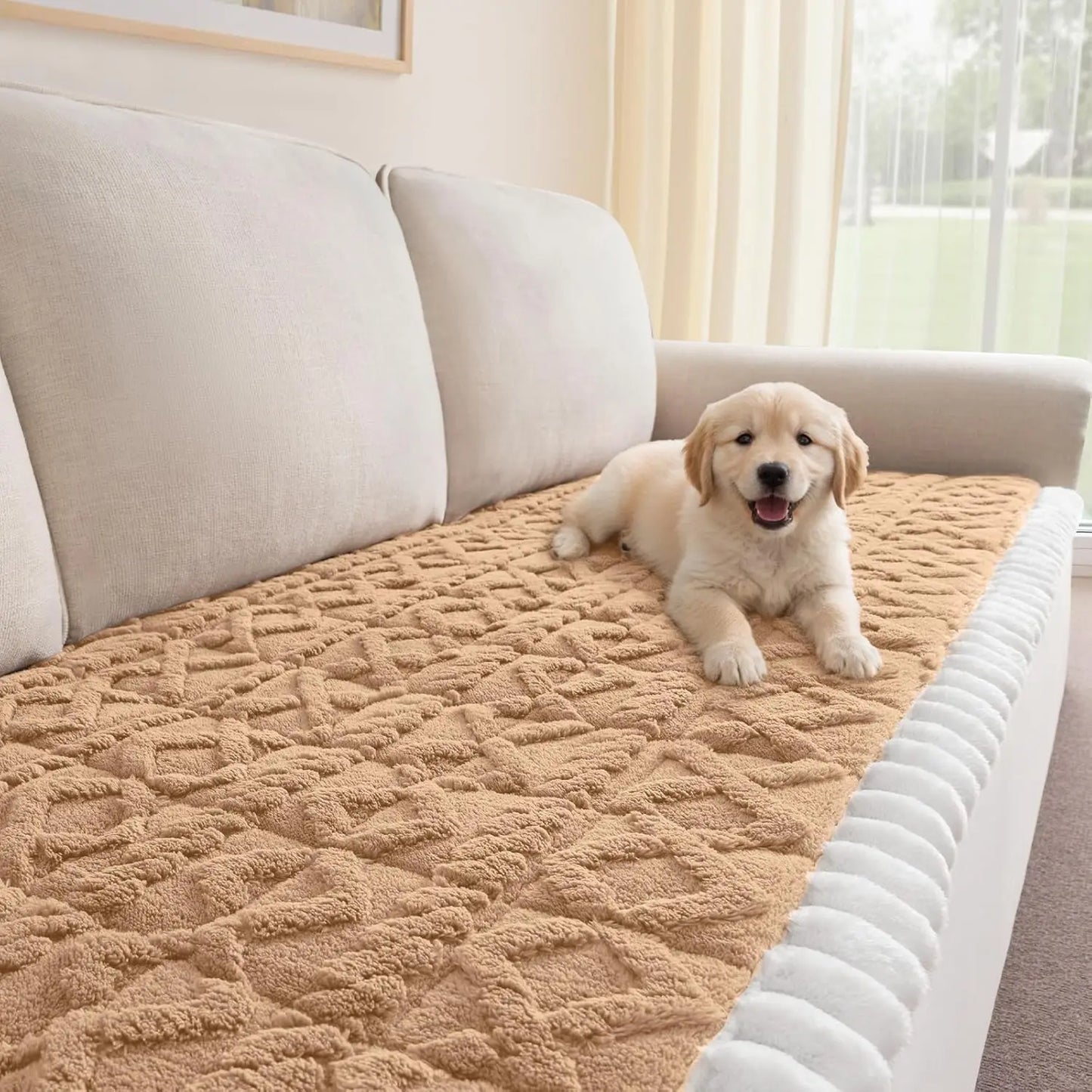 Inovaday Couch Cover for Sofa, Washable Non Slip Sofa Covers for 3 Cushion Couch Pet Friendly Fuzzy Durable Sofa Protector&Bed Mat for Dogs
