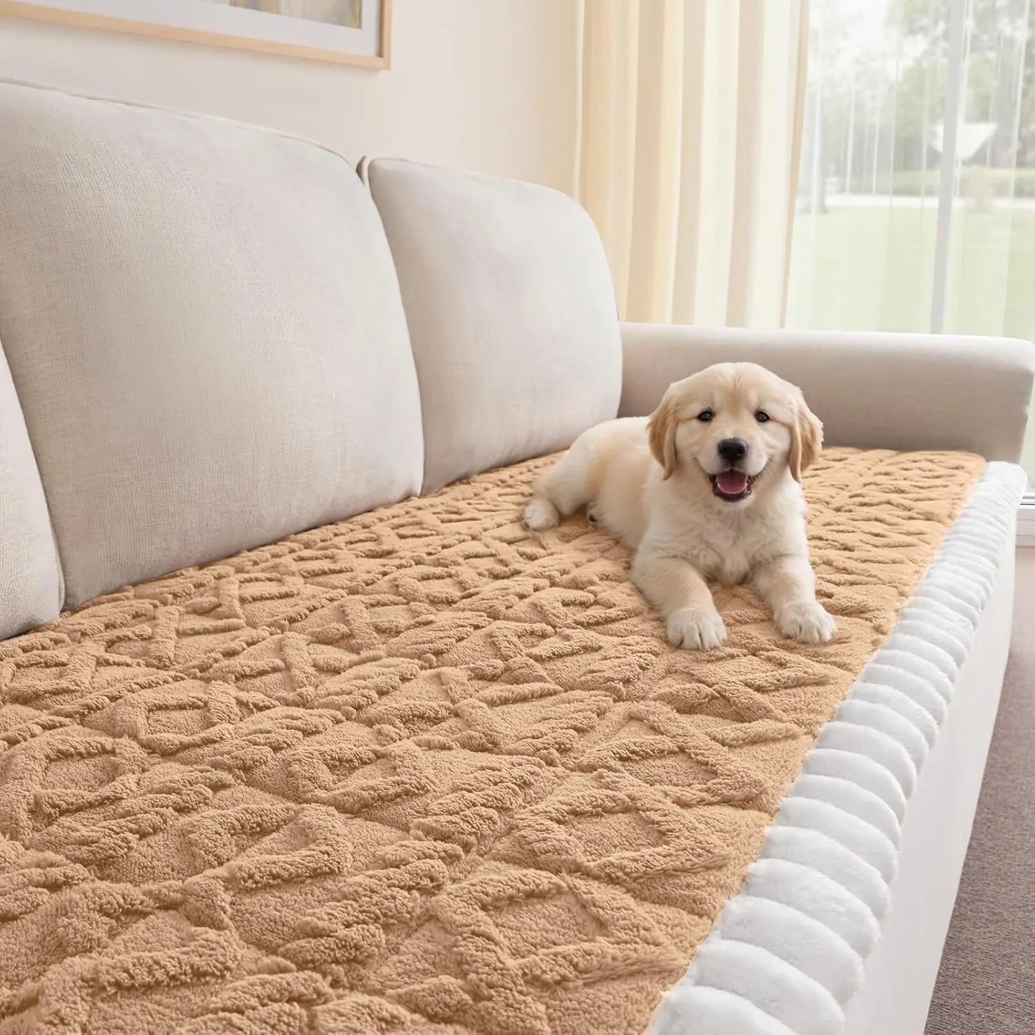 Inovaday Couch Cover for Sofa, Washable Non Slip Sofa Covers for 3 Cushion Couch Pet Friendly Fuzzy Durable Sofa Protector&Bed Mat for Dogs