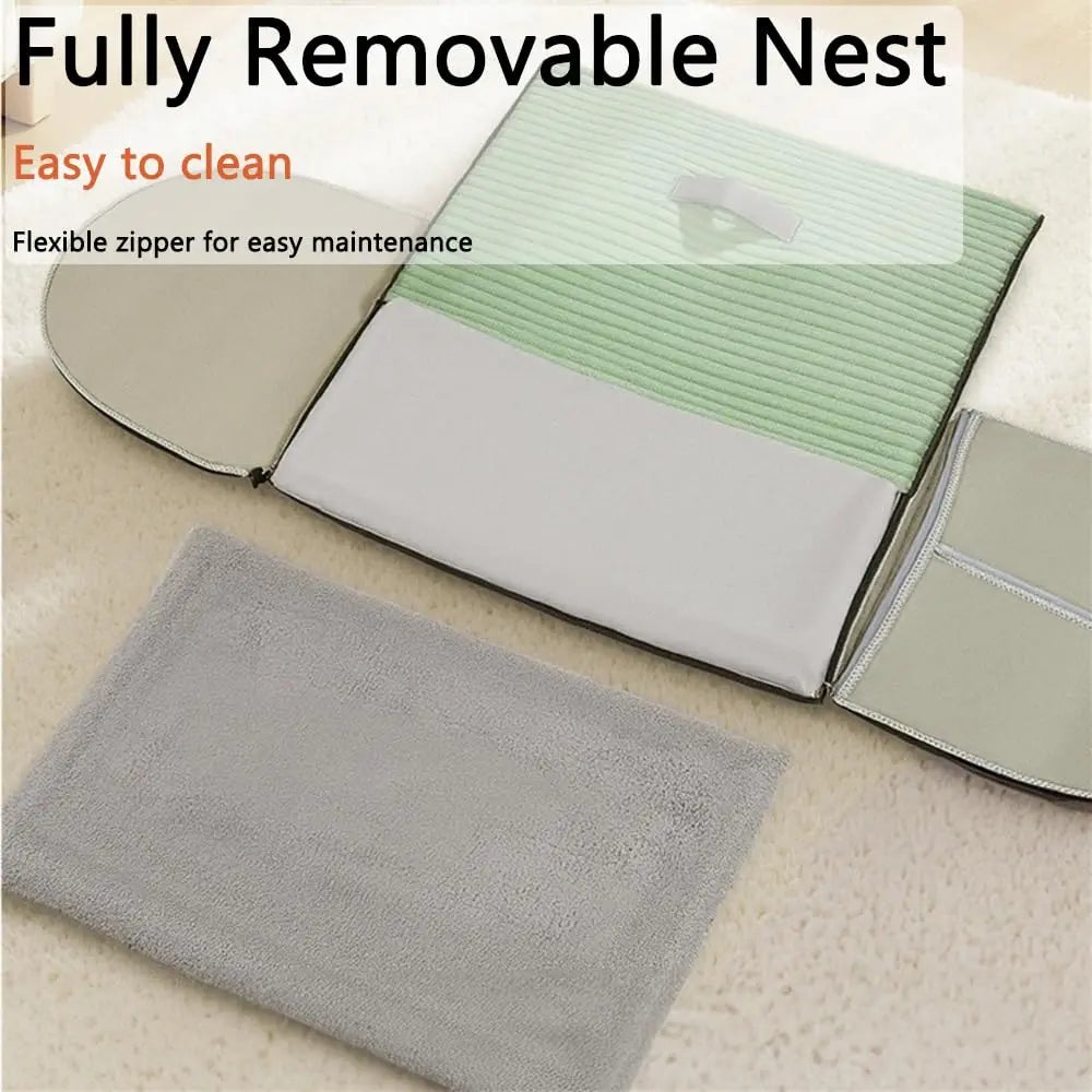Classic Fabric Dog Bed - Detachable Shelter, Soft Machine Washable Tent Design, Compact & Portable Lightweight Indoor Hideaway for Small Dogs, Bedroom & Living Room Use