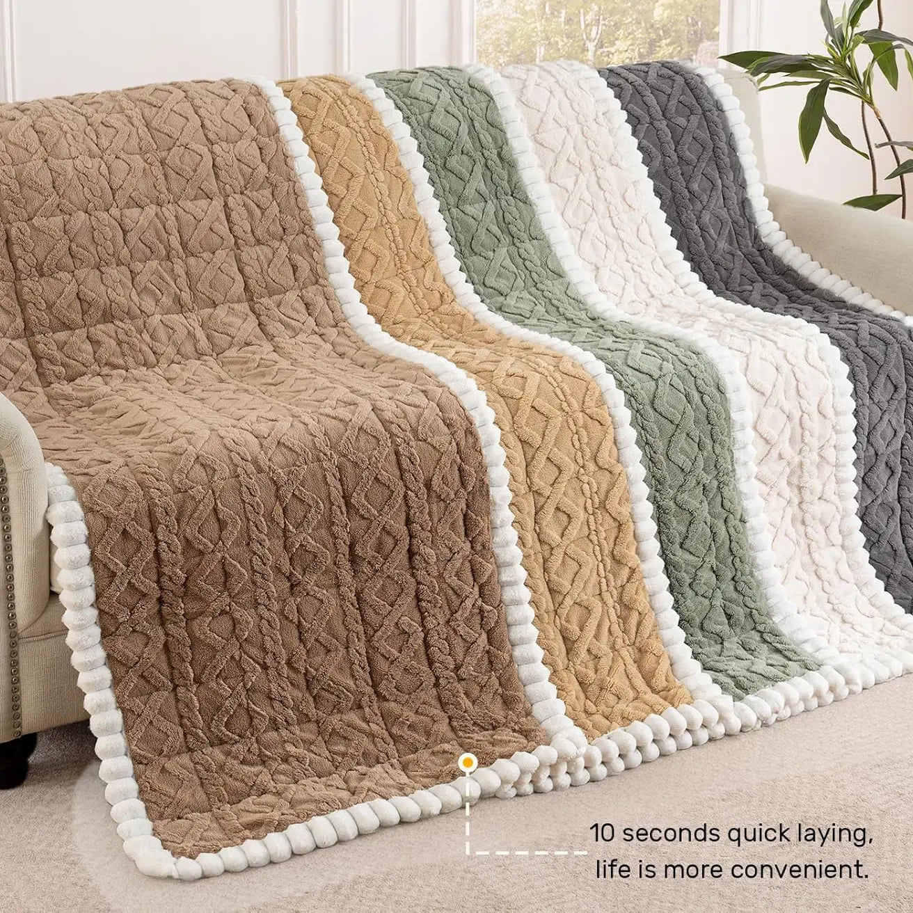 Inovaday Couch Cover for Sofa, Washable Non Slip Sofa Covers for 3 Cushion Couch Pet Friendly Fuzzy Durable Sofa Protector&Bed Mat for Dogs