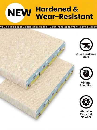 【Dealsforyoudays】Vertical L-Shaped Cat Scratcher Couch Furniture Protector, Upgraded Sturdy Cardboard Cat Scratching Pad, High-Density Hardened Plant Fiber Cat Ramp with Bell Toy Ball for Wall Corner