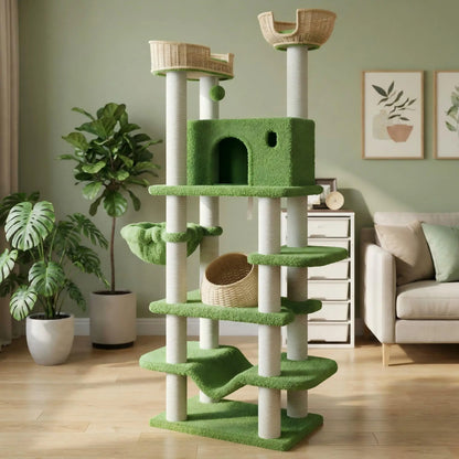MUTICOR 57/74/81-Inch Cat Tree Tower with Wicker Baskets & Plush Lamb Wool Perches #Tiktokshopdealsforyoudays#Dealsforyoudays#Summervibes#Summergarden