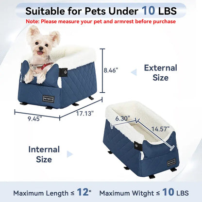 PETSFIT Center Console Dog Car Seat with Safe Protection Hooks, Pet Car Seat with Upgraded Safety Tethers, Washable Cushion, Console Dog Car Seats for Small Dogs up to 10 Lbs (Grey)