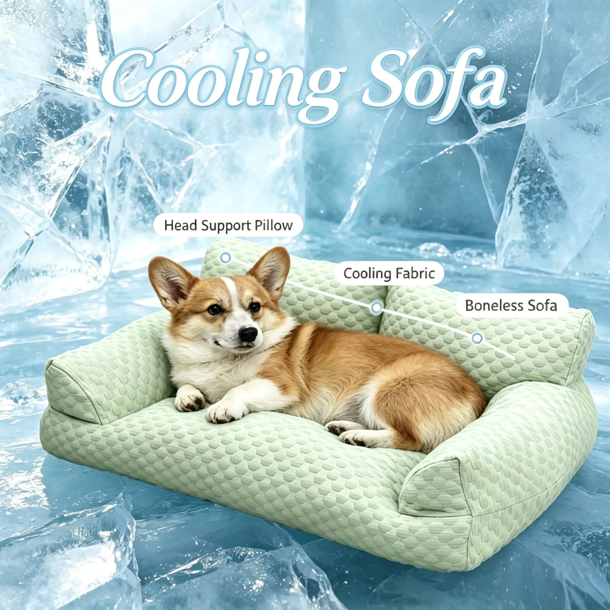 Cooling Sofa for Dogs and Cats, Ice Bean Fabric with Massage Beads, Durable and Breathable, Ideal for Small to Medium Pets