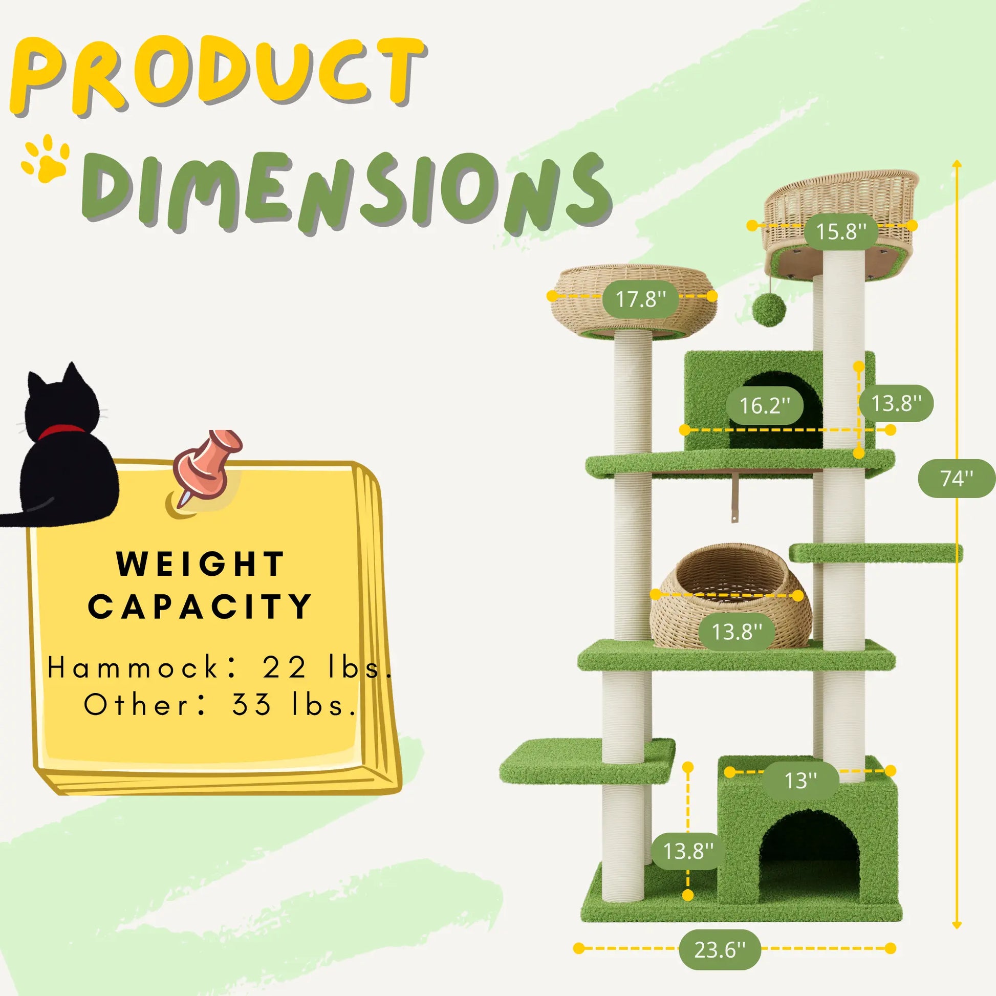 MUTICOR 57/74/81-Inch Cat Tree Tower with Wicker Baskets & Plush Lamb Wool Perches #Tiktokshopdealsforyoudays#Dealsforyoudays#Summervibes#Summergarden