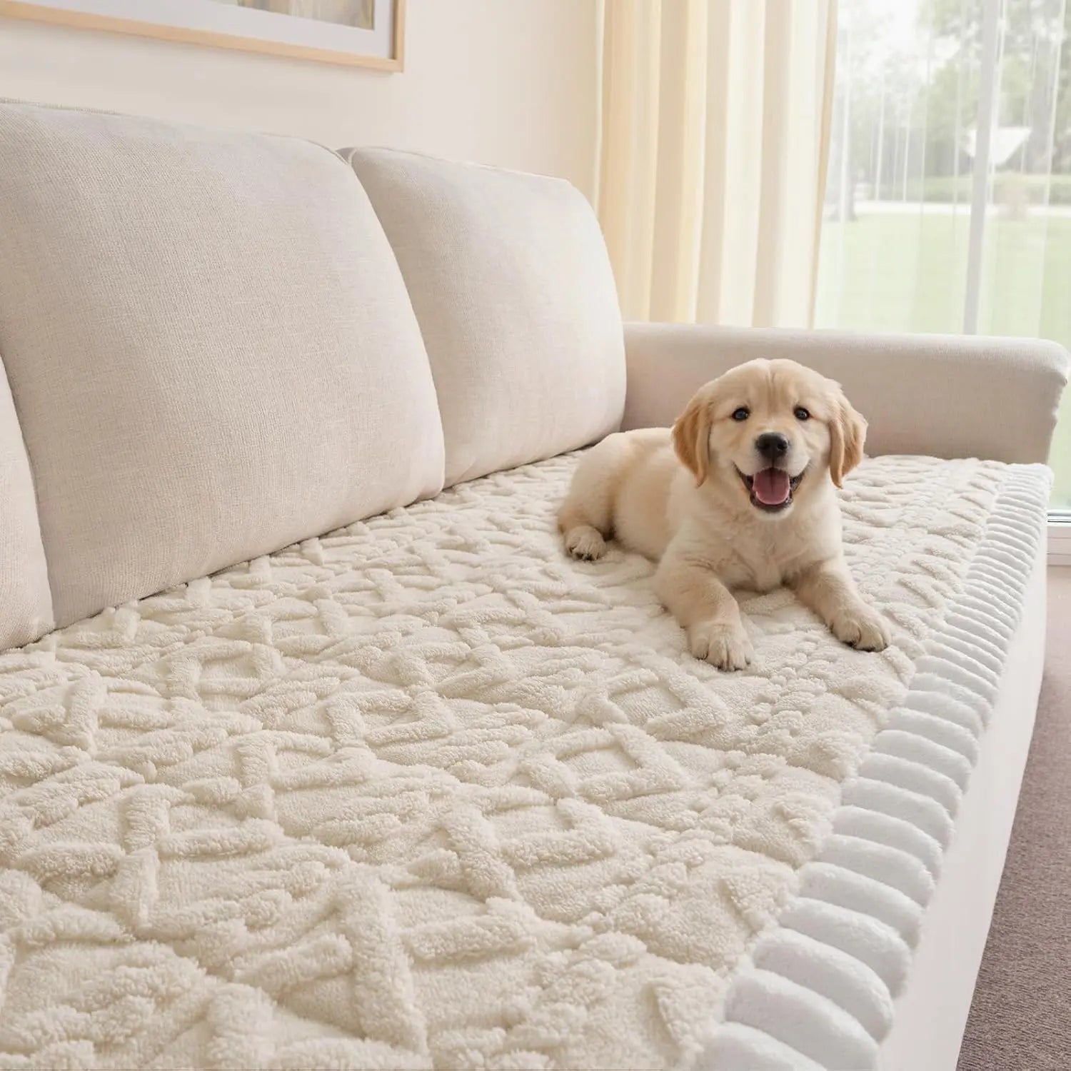 Inovaday Couch Cover for Sofa, Washable Non Slip Sofa Covers for 3 Cushion Couch Pet Friendly Fuzzy Durable Sofa Protector&Bed Mat for Dogs