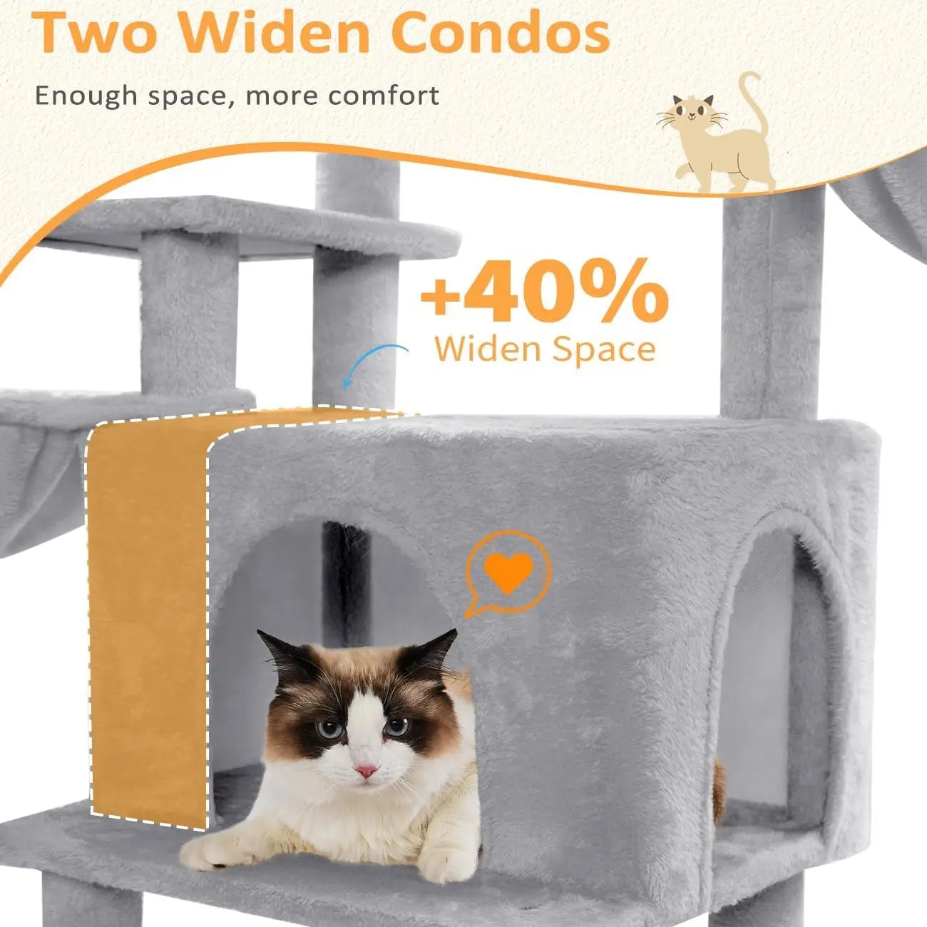 Large Multi-Level Cat Tree Tower - Indoor Pet Activity Center with Sisal Scratching Posts, Cozy Condo, Soft Hammocks, and Perches for Multiple Felines