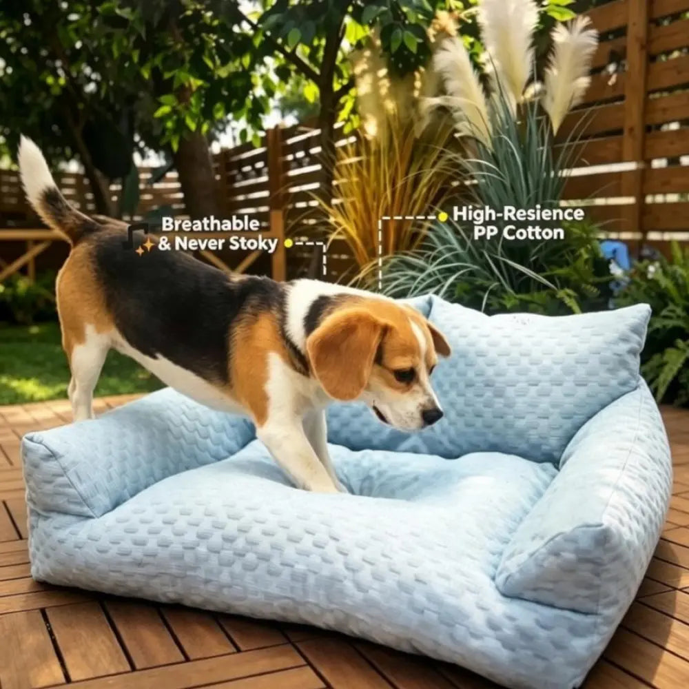 Cooling Sofa for Dogs and Cats, Ice Bean Fabric with Massage Beads, Durable and Breathable, Ideal for Small to Medium Pets
