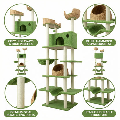 MUTICOR 57/74/81-Inch Cat Tree Tower with Wicker Baskets & Plush Lamb Wool Perches #Tiktokshopdealsforyoudays#Dealsforyoudays#Summervibes#Summergarden
