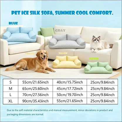 Cooling Sofa for Dogs and Cats, Ice Bean Fabric with Massage Beads, Durable and Breathable, Ideal for Small to Medium Pets