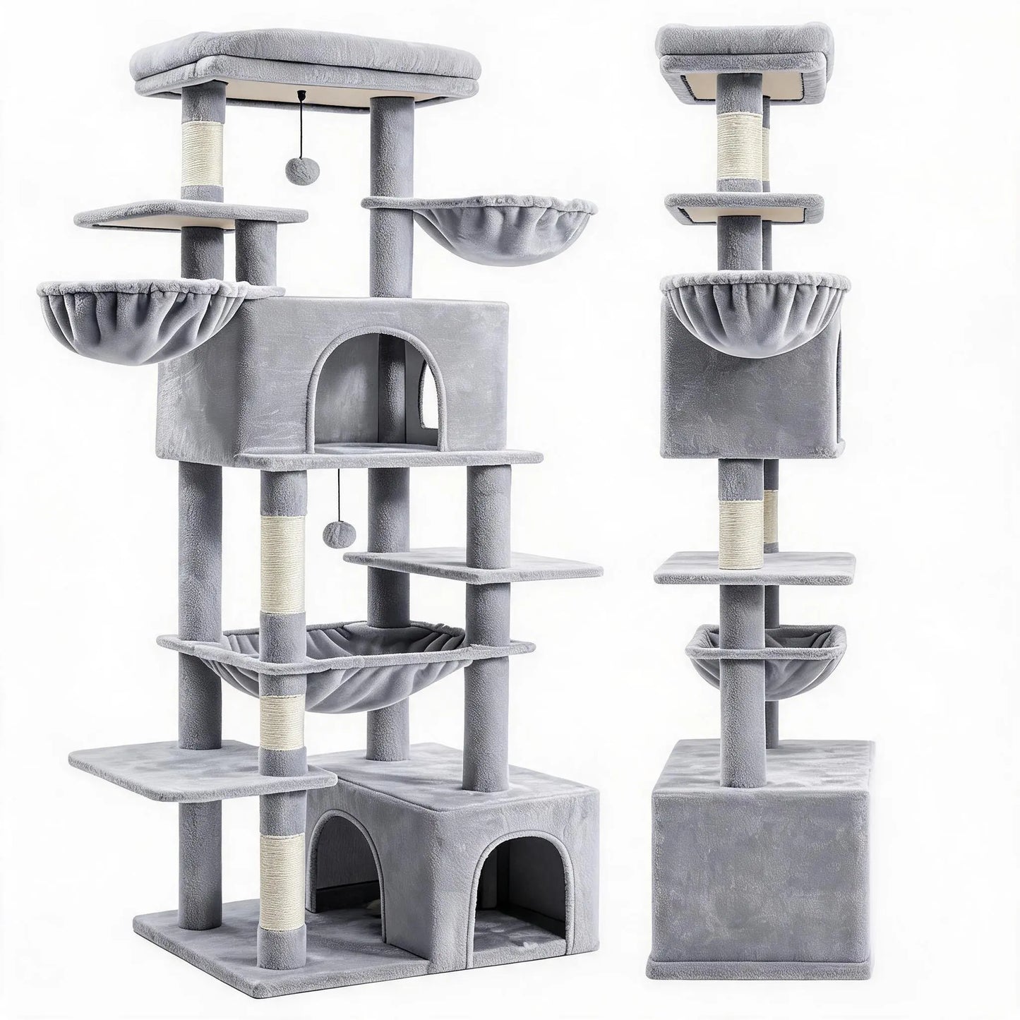 Large Multi-Level Cat Tree Tower - Indoor Pet Activity Center with Sisal Scratching Posts, Cozy Condo, Soft Hammocks, and Perches for Multiple Felines