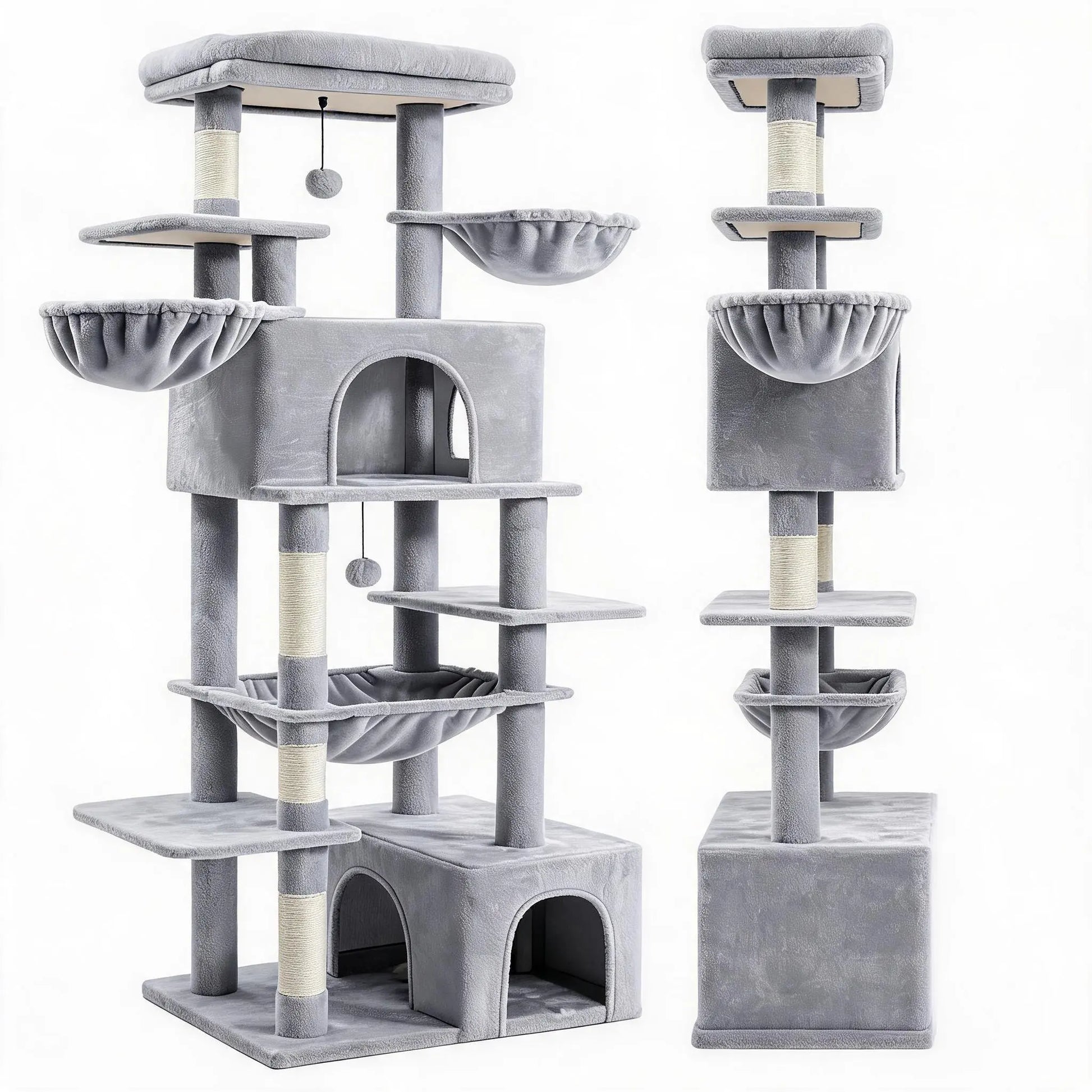 Large Multi-Level Cat Tree Tower - Indoor Pet Activity Center with Sisal Scratching Posts, Cozy Condo, Soft Hammocks, and Perches for Multiple Felines