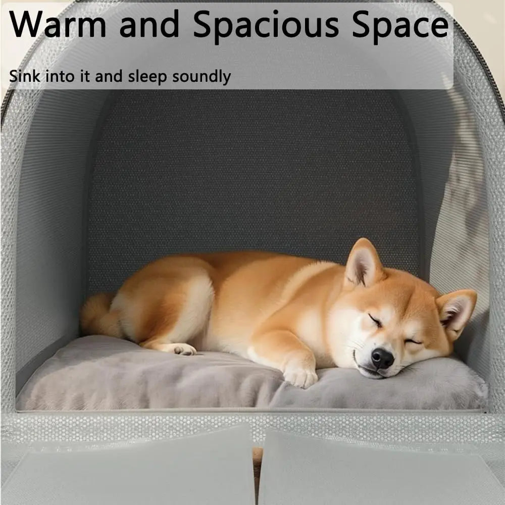 Classic Fabric Dog Bed - Detachable Shelter, Soft Machine Washable Tent Design, Compact & Portable Lightweight Indoor Hideaway for Small Dogs, Bedroom & Living Room Use