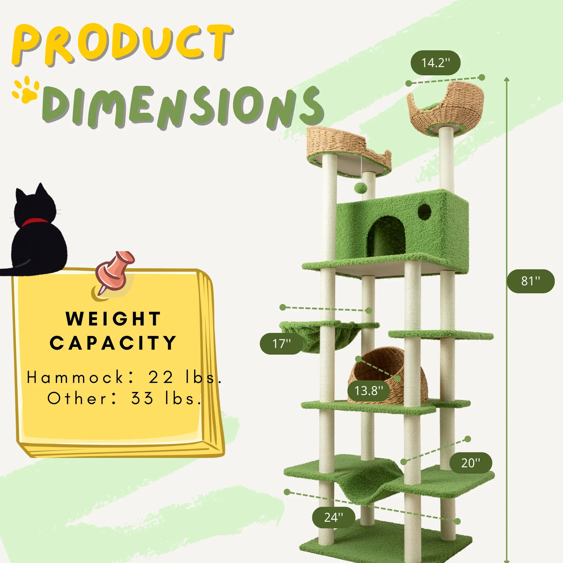 MUTICOR 57/74/81-Inch Cat Tree Tower with Wicker Baskets & Plush Lamb Wool Perches #Tiktokshopdealsforyoudays#Dealsforyoudays#Summervibes#Summergarden