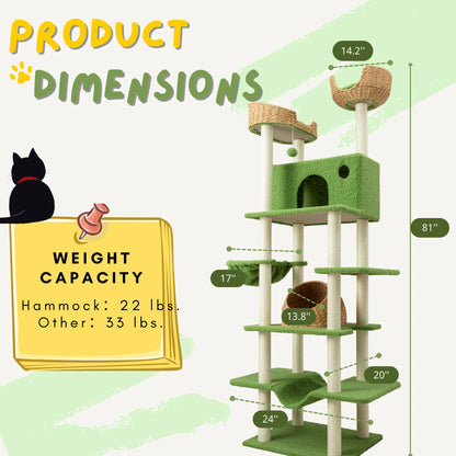 MUTICOR 57/74/81-Inch Cat Tree Tower with Wicker Baskets & Plush Lamb Wool Perches #Tiktokshopdealsforyoudays#Dealsforyoudays#Summervibes#Summergarden