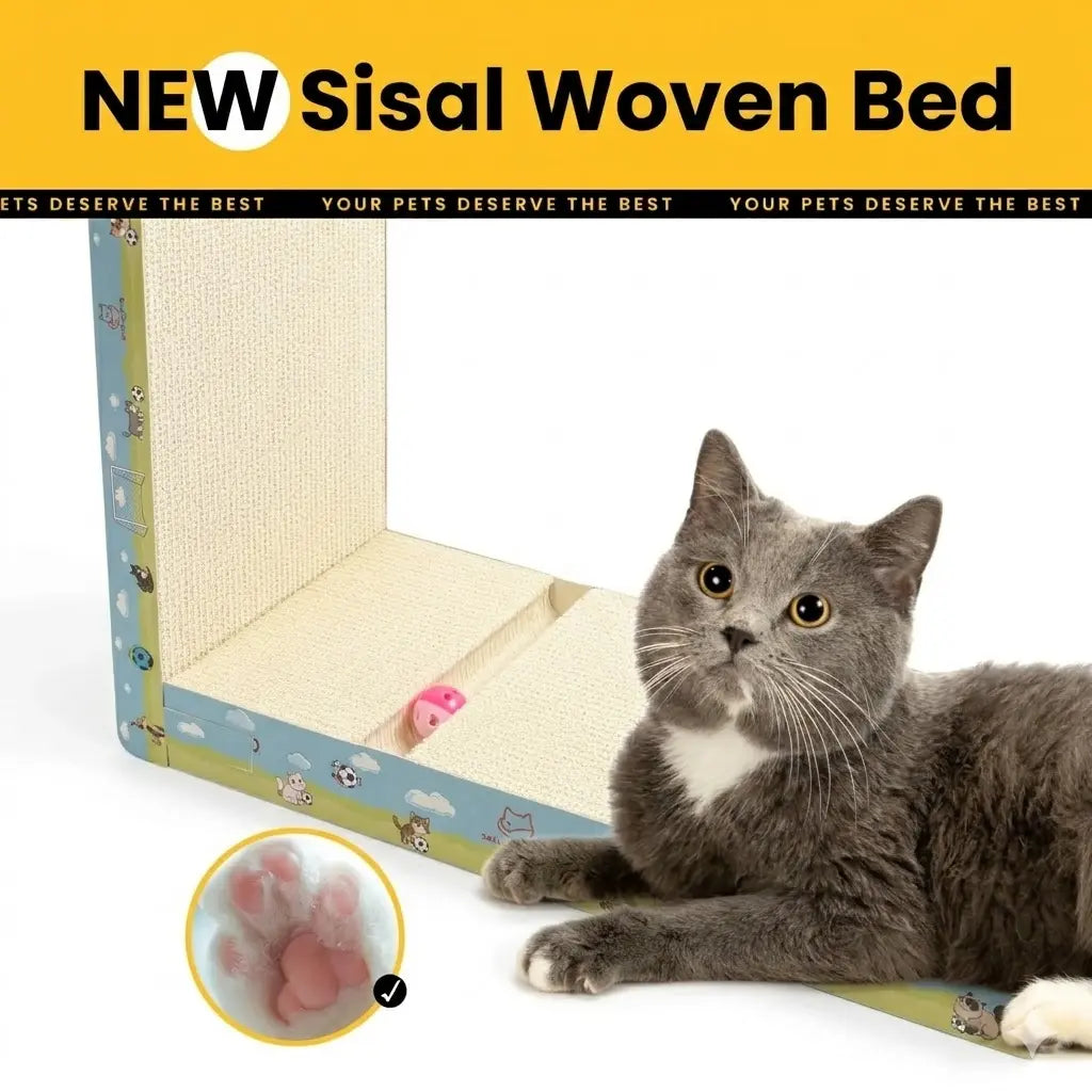 【Dealsforyoudays】Vertical L-Shaped Cat Scratcher Couch Furniture Protector, Upgraded Sturdy Cardboard Cat Scratching Pad, High-Density Hardened Plant Fiber Cat Ramp with Bell Toy Ball for Wall Corner